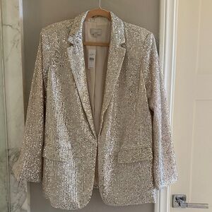 LOFT Women's Sparkling Silver Blazer